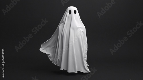 Minimalist Halloween ghost with high contrast lighting
