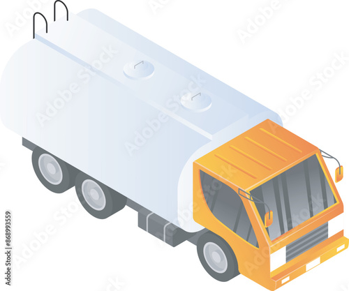 Isometric style of oil tanker truck