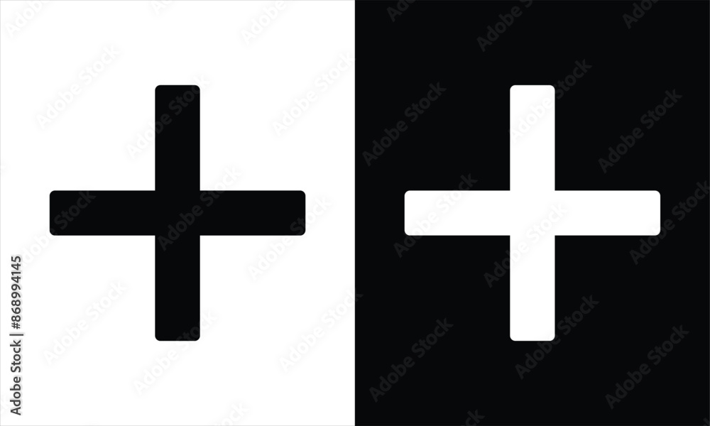 Plus Sign Icon ,Black and White Backgrounds. Plus Sign Icon ,Black and White Backgrounds.
