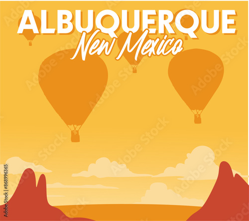 albuquerque new mexico with hot air balloon silhouette