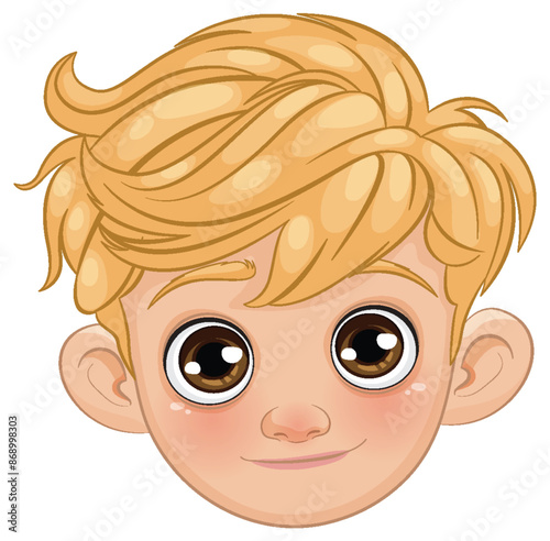 Smiling blonde boy with big eyes