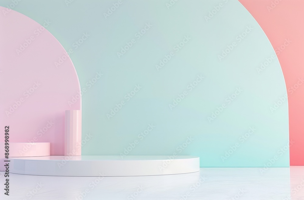 Abstract minimal background with pastel pink, blue, and white colors. Perfect for product display and branding. Abstract minimal background with pastel pink, blue, and white colors. Perfect for product display and branding.