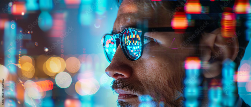 A data analyst using machine learning algorithms to predict trends. A data analyst using machine learning algorithms to predict trends.