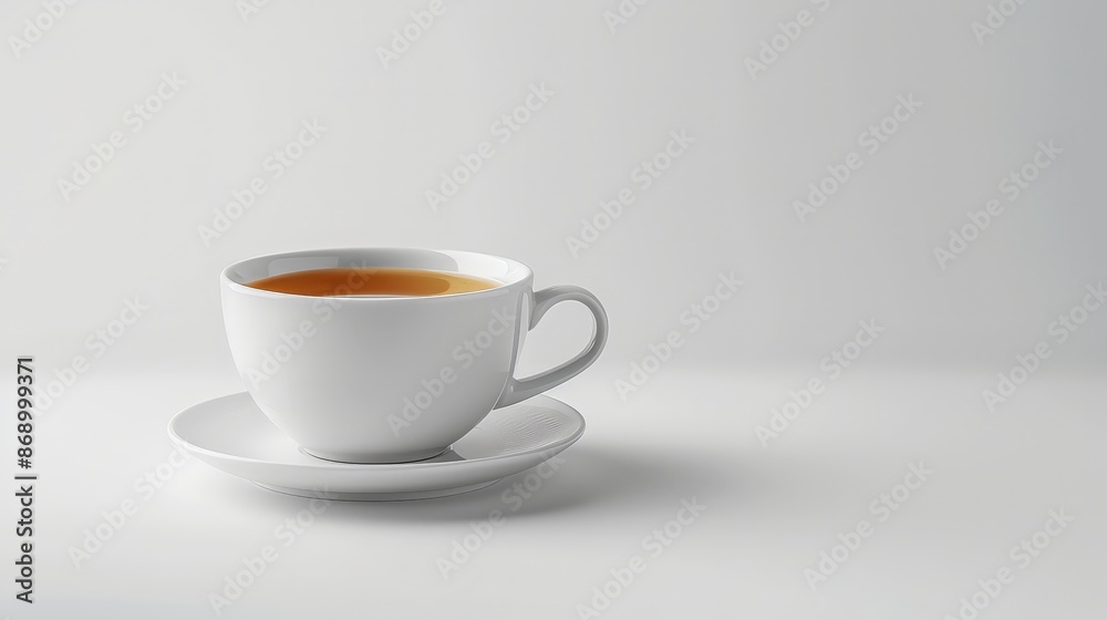 White Teacup with Tea on White Background. White Teacup with Tea on White Background.