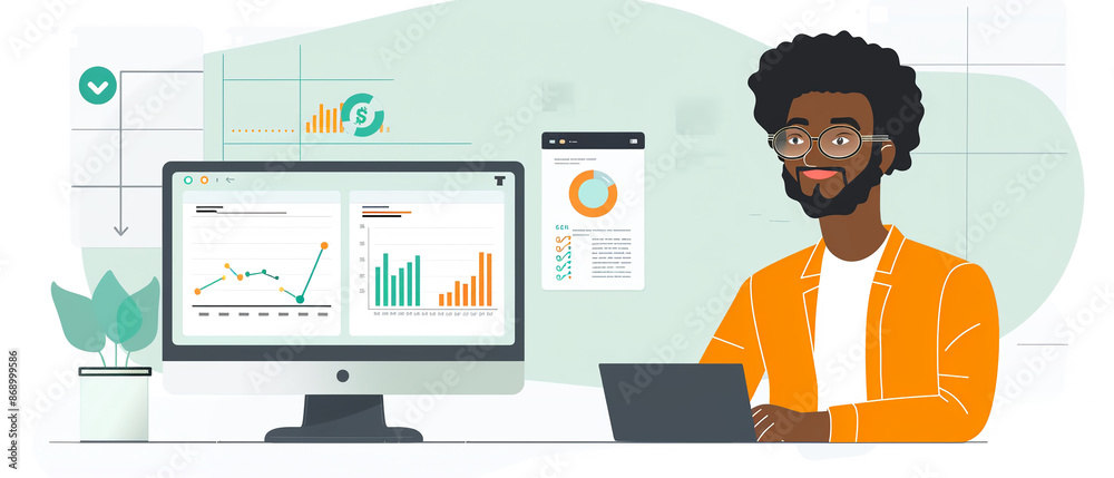 An HR analyst examining employee performance data. An HR analyst examining employee performance data.