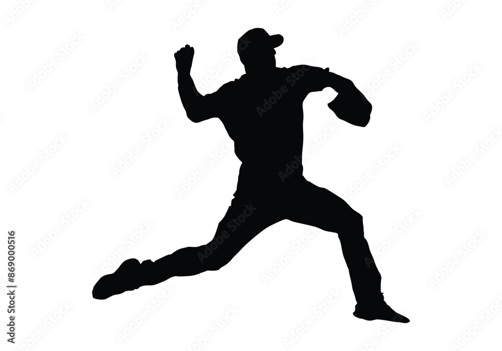 Baseball Player Vector in Silhouette Baseball Player Vector in Silhouette