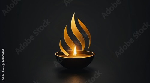 Golden Flame Graphic Design Illustration On Black Background