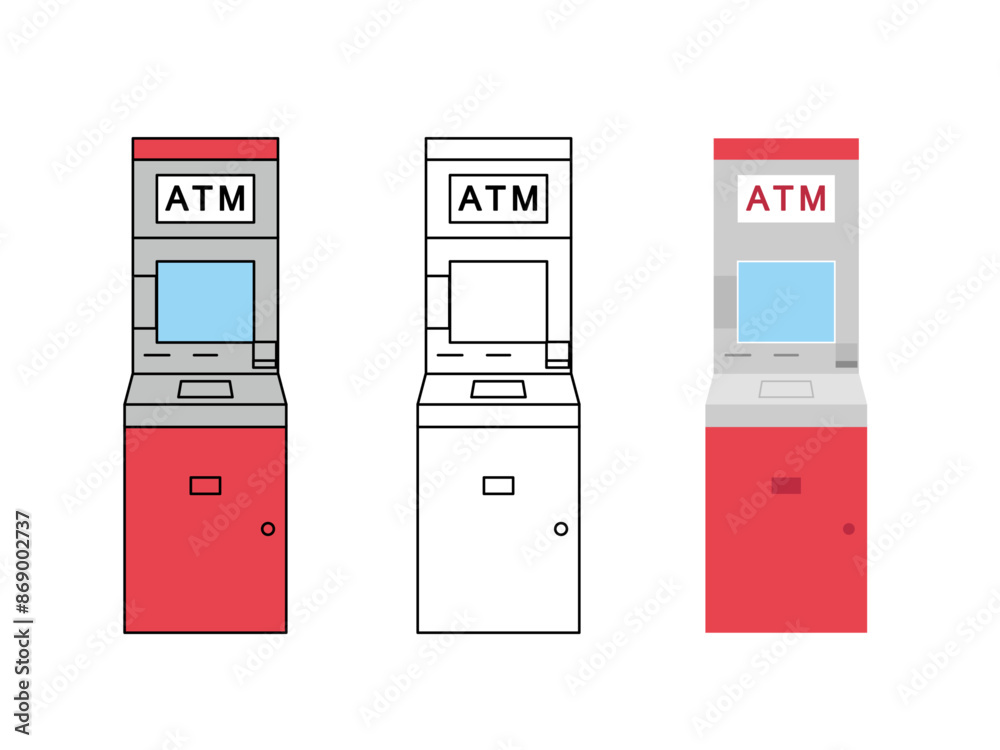 ATM、現金自動預け入れ払い出し機のイラスト ATM、現金自動預け入れ払い出し機のイラスト