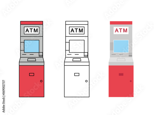ATM、現金自動預け入れ払い出し機のイラスト