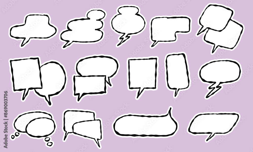 Hand-Drawn Speech Bubbles Vector Illustration - Comic Style Dialog Balloons Hand-Drawn Speech Bubbles Vector Illustration - Comic Style Dialog Balloons