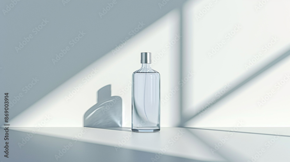 Vertical empty lotion bottle made of glass