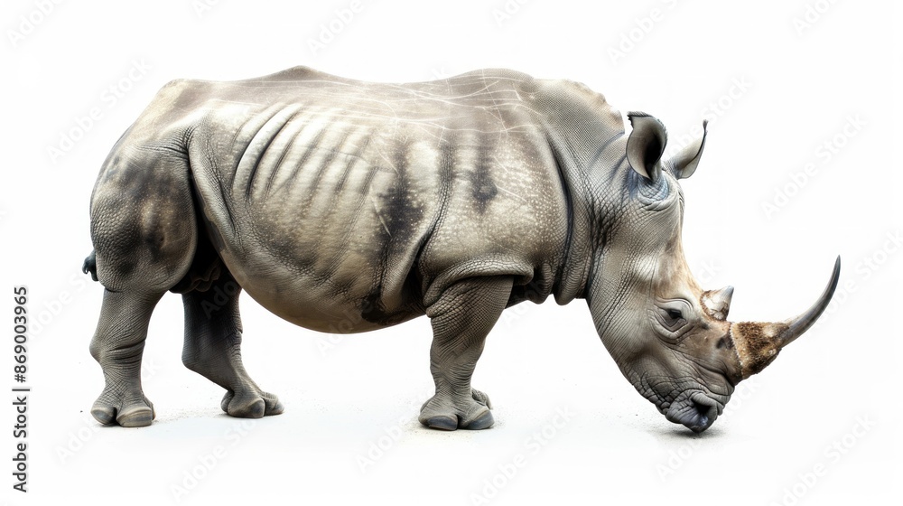 Obraz premium White Rhinoceros Isolated on White Background