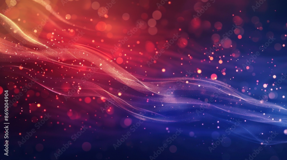 Abstract Red and Blue Wavy Lines with Glittering Lights Abstract Red and Blue Wavy Lines with Glittering Lights