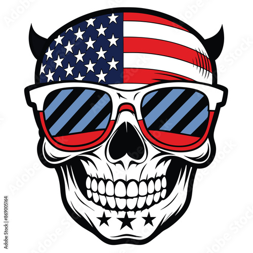 An American Flag skull Illustration Vector.