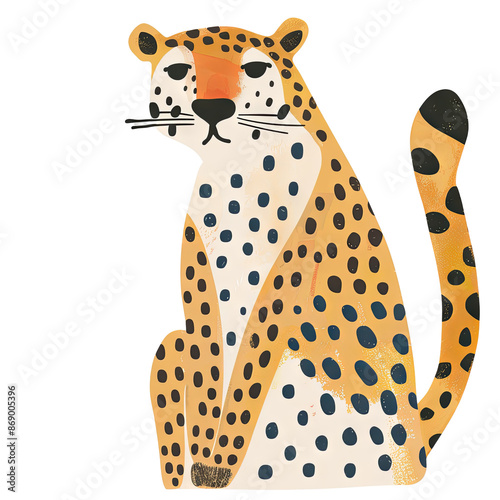 A cartoon drawing of a leopard with a black and white pattern