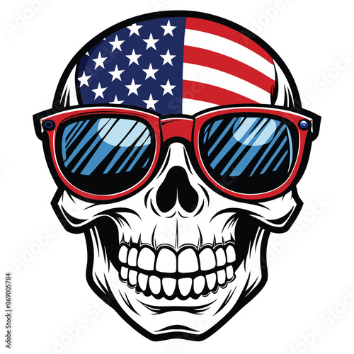 An American Flag skull Illustration Vector.