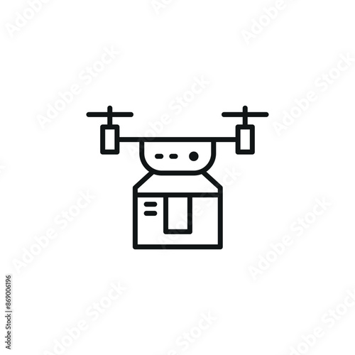 Courier Drone Icon. Simple courier drone icon for package delivery and logistics. Vector illustration.