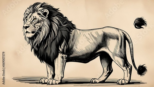 Lion. Hand drawn sketch for your design. Vector illustration. photo