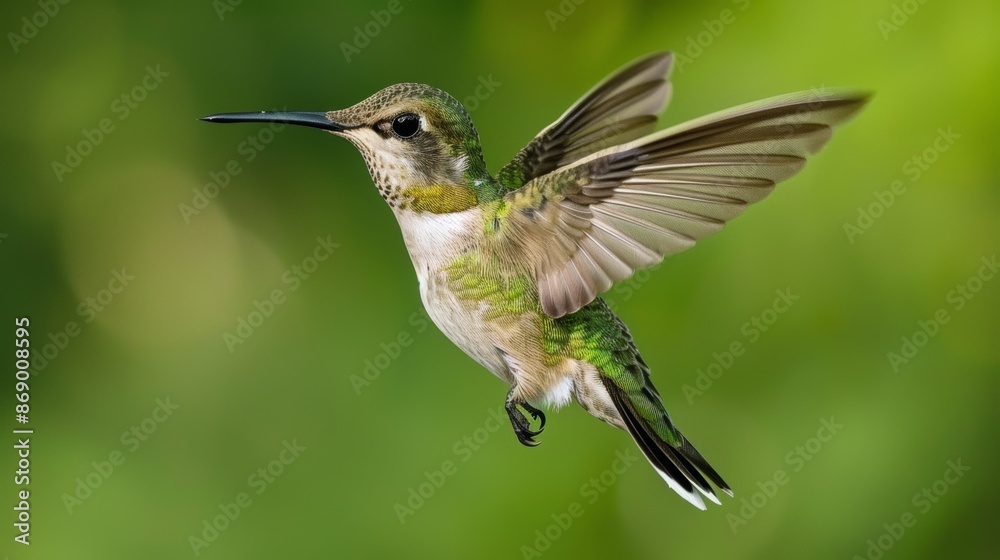 Fototapeta premium Portrait of a Hummingbird with a Long and Graceful Tail 