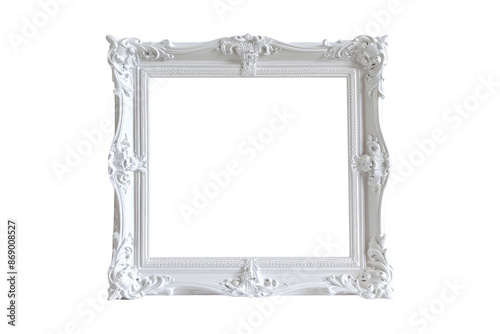 White Ornate Picture Frame isolated on white background