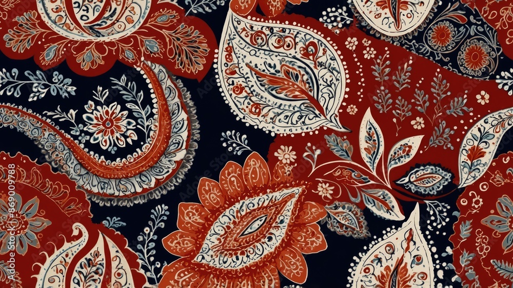 Fototapeta premium Seamless Paisley Pattren Indonesian Batik Traditional generate ai
