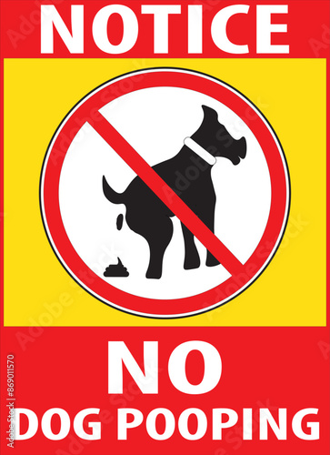 Dog pooping prohibited area sign notice vector.eps