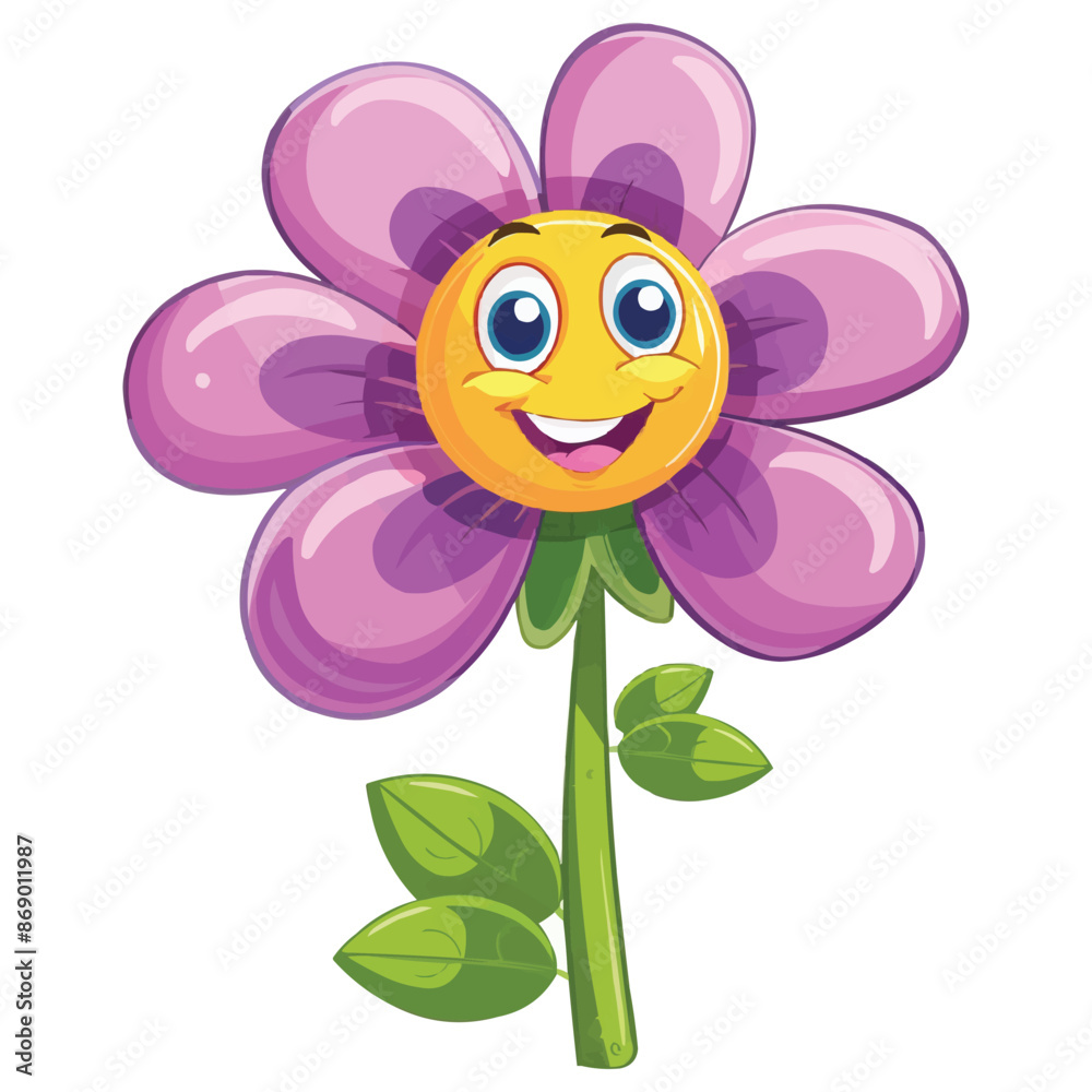 Fototapeta premium A flower cartoon character isolated on white background