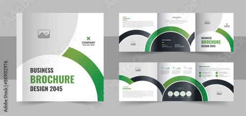 Corporate business square trifold brochure flyer, poster template design or modern square tri fold brochure template vector layout