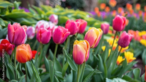 Hybrid variety of tulips in bloom