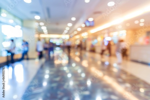 Wallpaper Mural Blurry shopping mall interior with bustling customers Torontodigital.ca