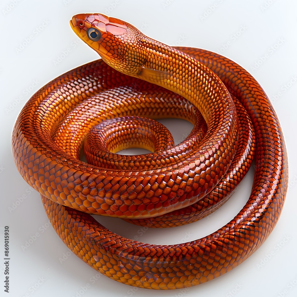 Coiled Orange Snake on White Background Coiled Orange Snake on White Background