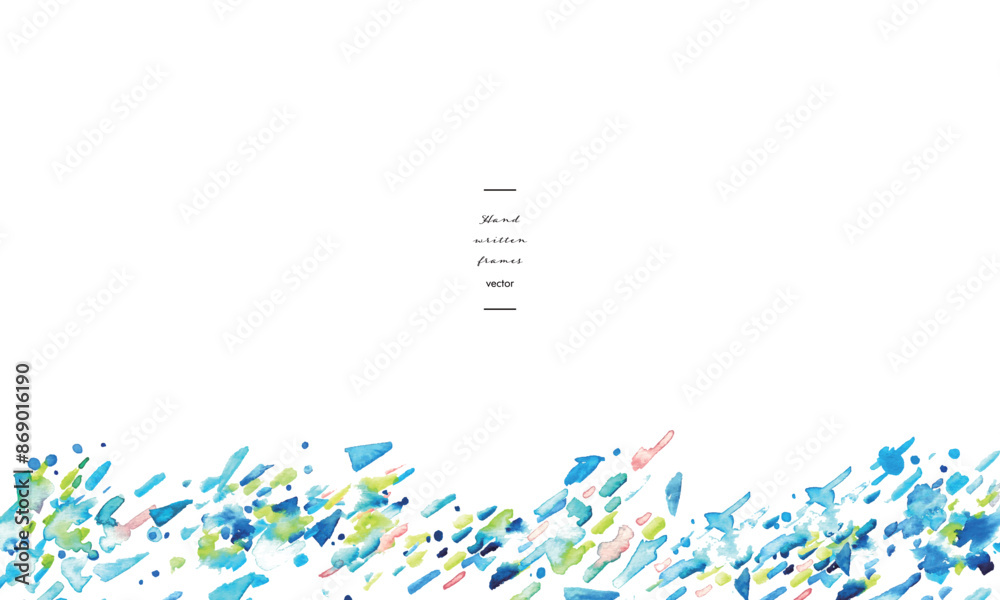 Obraz premium 水彩画。水彩タッチの幾何学ベクターイラスト。抽象的なイメージの水彩背景。夏の水色水彩背景。Watercolor painting. Geometric vector illustration with watercolor touch. Abstract image watercolor background. Summer light blue watercolor background.