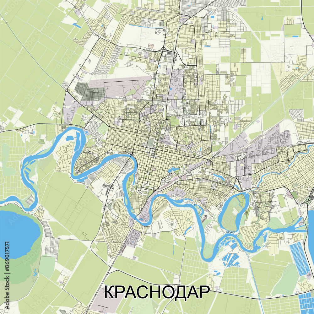 Fototapeta premium Krasnodar, Russia map poster art