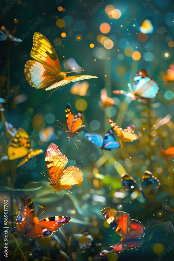 Graceful Butterfly Dance in a Harmonious Garden Oasis Graceful Butterfly Dance in a Harmonious Garden Oasis