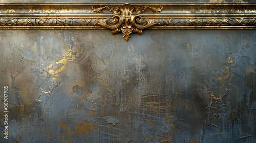 Wallpaper Mural Stucco molding with gold accents on a weathered concrete wall, dramatic lighting, classical elegance, high-resolution digital art Torontodigital.ca