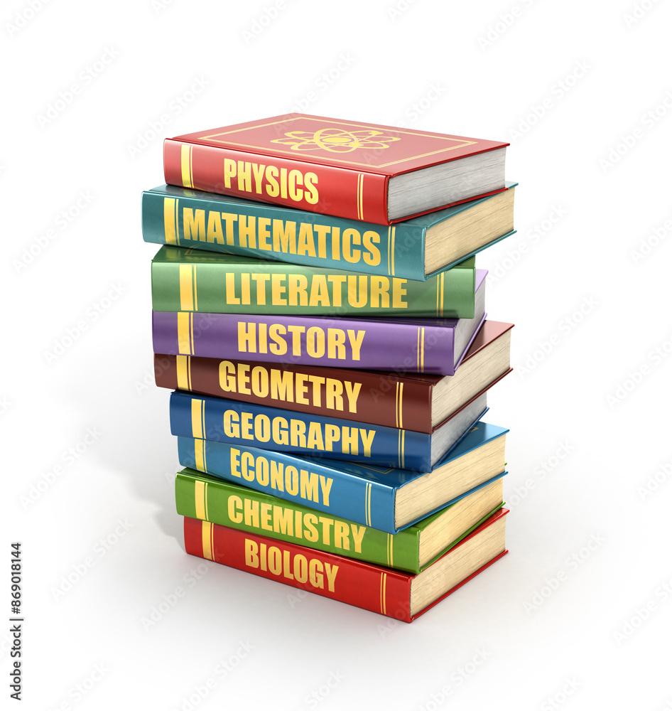 3d render of stack old colorful school books on a white background. 3d render of stack old colorful school books on a white background.