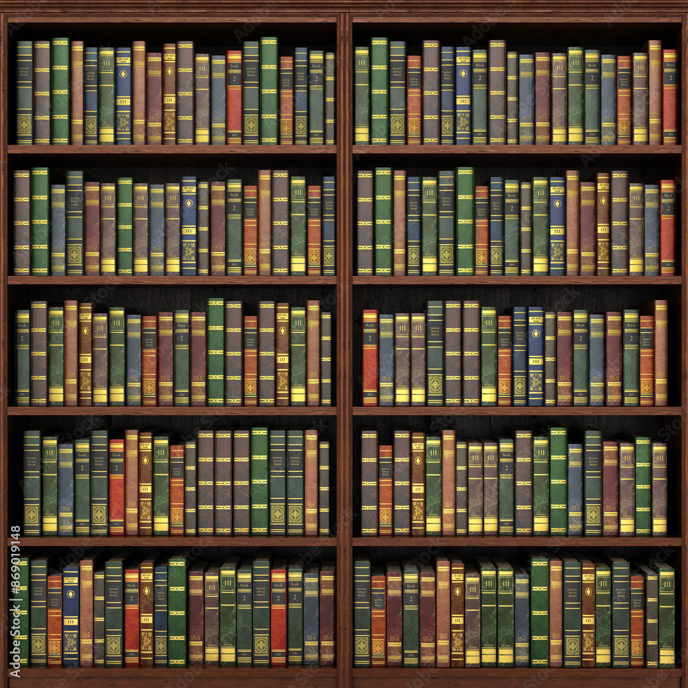 Bookshelf full of books background. Old library. Bookshelf full of books background. Old library.