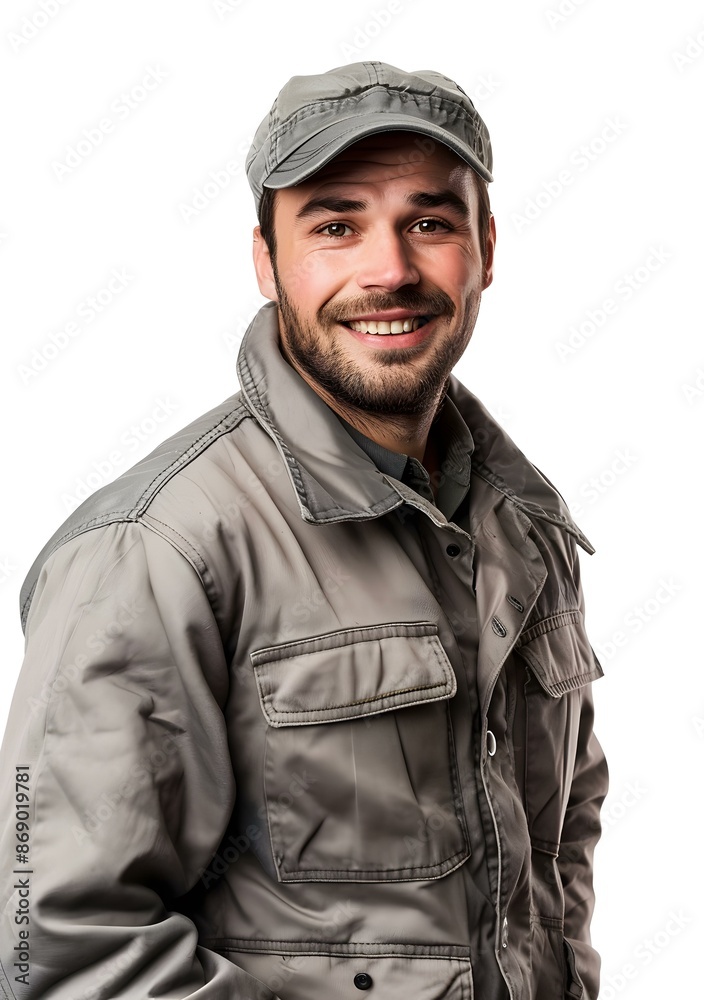 Smiling man in a cap and a jacket Smiling man in a cap and a jacket