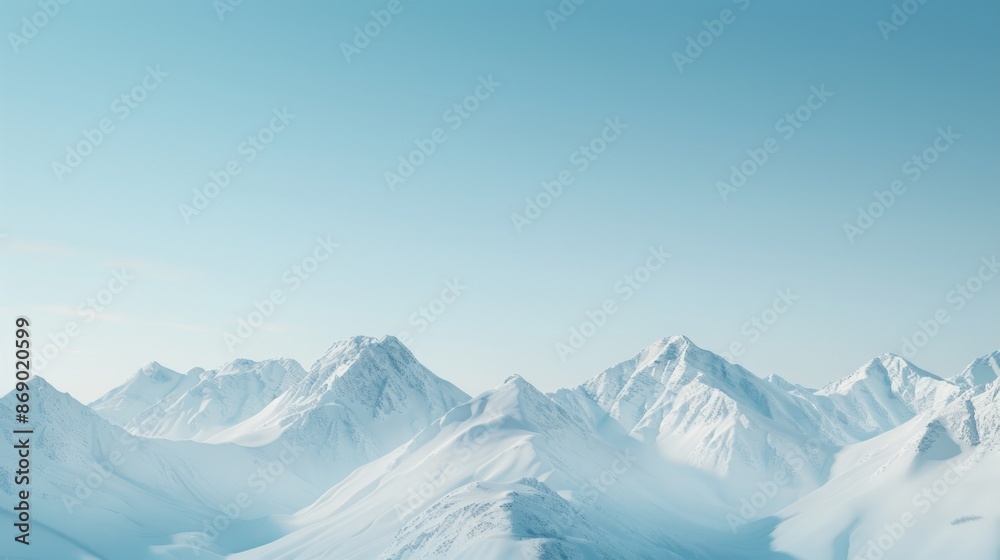 Serene Snow-Capped Mountain Peaks Under Clear Blue Sky Serene Snow-Capped Mountain Peaks Under Clear Blue Sky