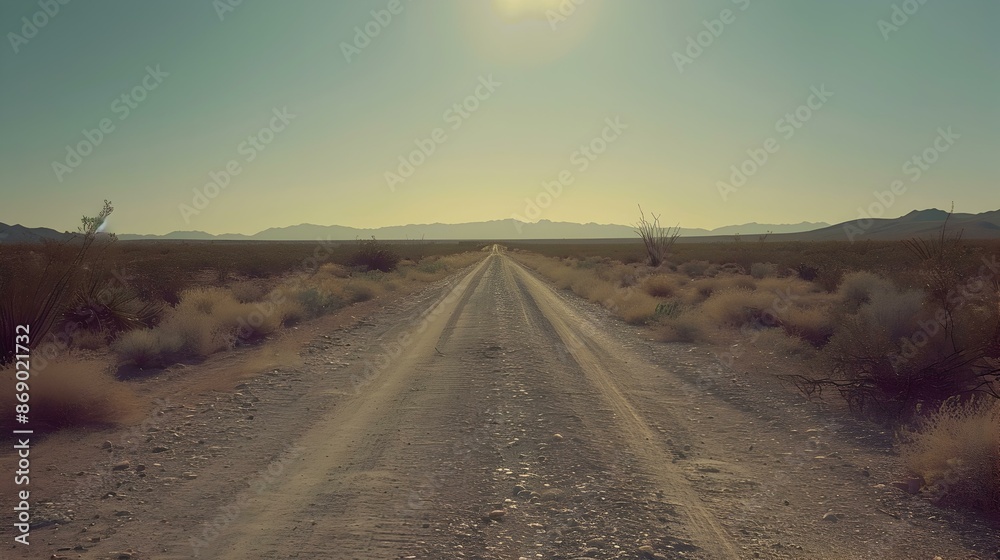 Fototapeta premium A paved road leading through desert lands image