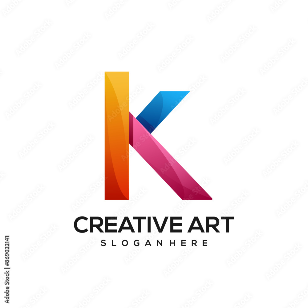 The letter K is colorful and has a unique design The letter K is colorful and has a unique design