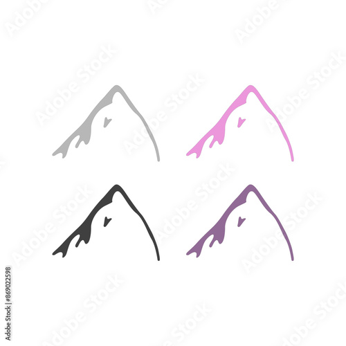 Mountains Peak Hills Resort Sign Symbol Logo Vector