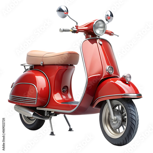 retro scooter on transparent background