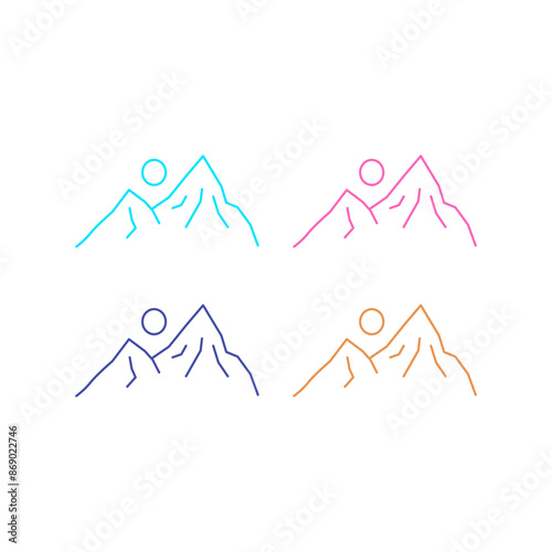 Mountains Peak Hills Resort Sign Symbol Logo Vector