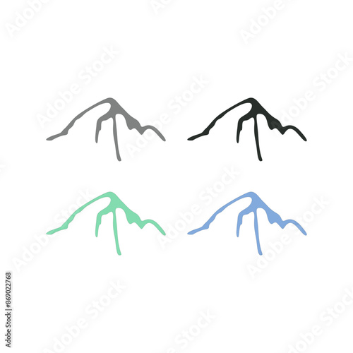 Mountains Peak Hills Resort Sign Symbol Logo Vector