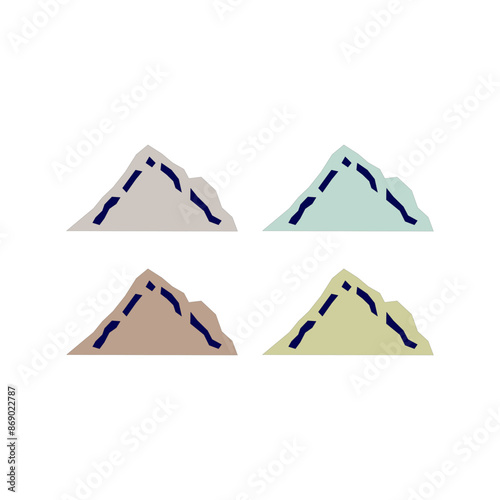 Mountains Peak Hills Resort Sign Symbol Logo Vector