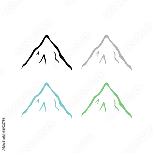 Mountains Peak Hills Resort Sign Symbol Logo Vector