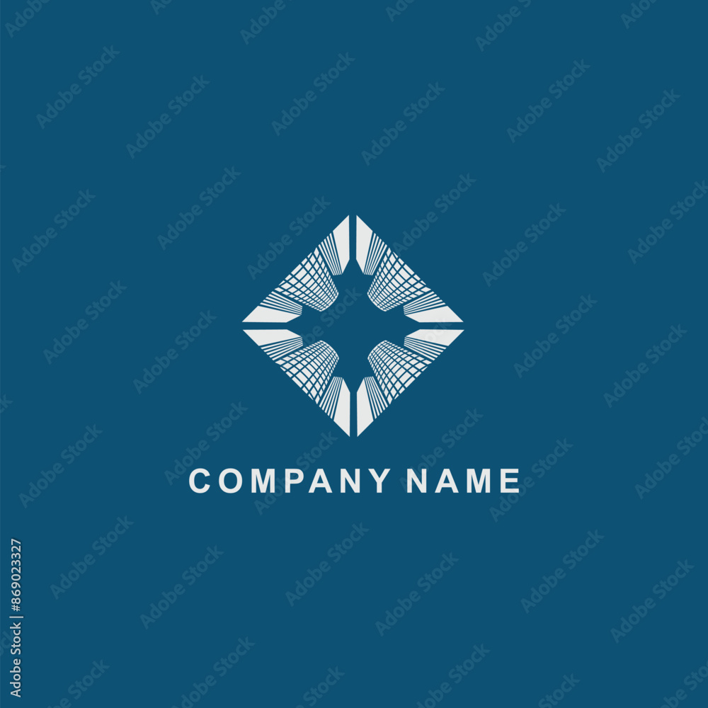 Fototapeta premium house logo on a hill decorated with green trees and beautiful lines, suitable for logos for real estate, brokers, developers or building tenants, mansion and apartments as well as inn managers