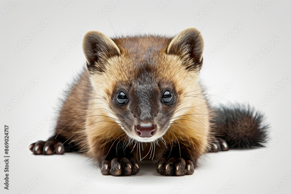 Obraz premium Stone marten isolated on a white background, wildlife image