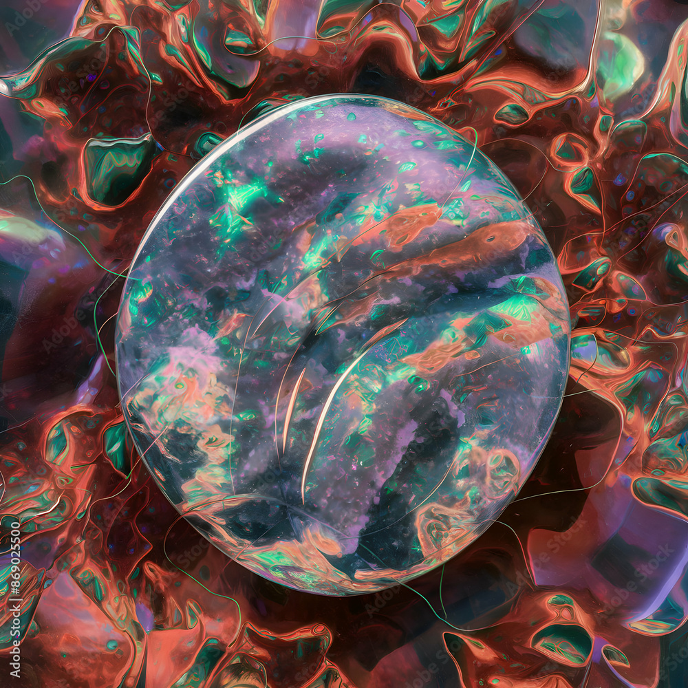 Naklejka premium a large marble with a rainbow on it